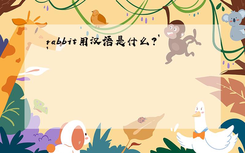 rabbit用汉语是什么?``