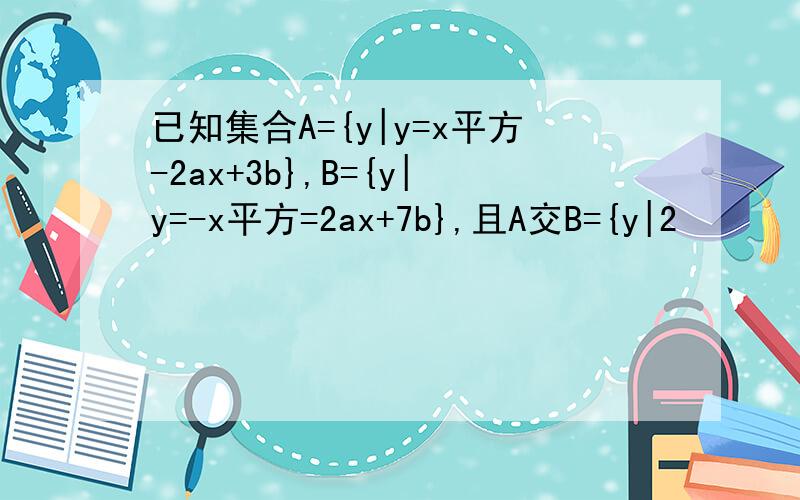已知集合A={y|y=x平方-2ax+3b},B={y|y=-x平方=2ax+7b},且A交B={y|2