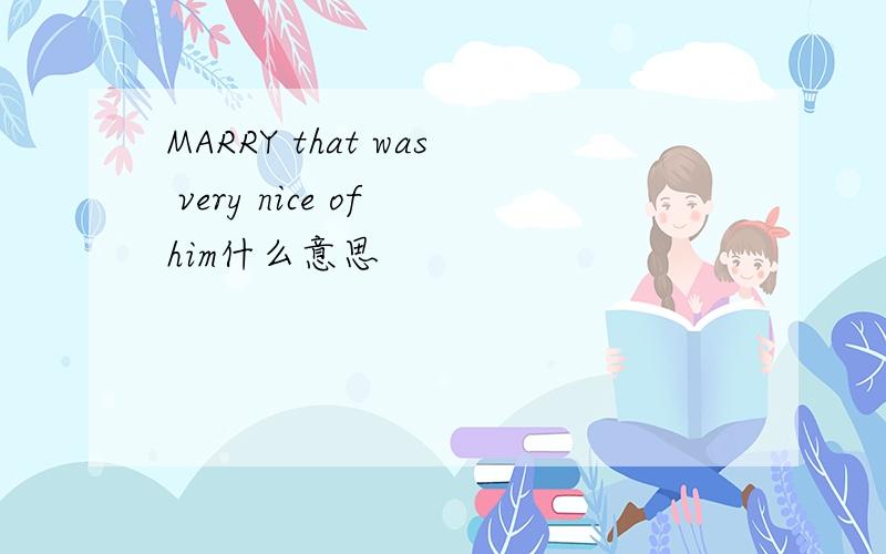 MARRY that was very nice of him什么意思