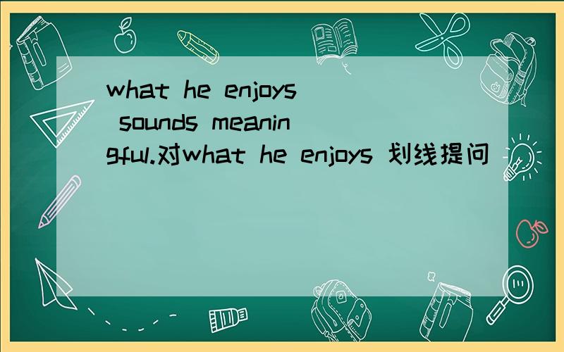 what he enjoys sounds meaningful.对what he enjoys 划线提问