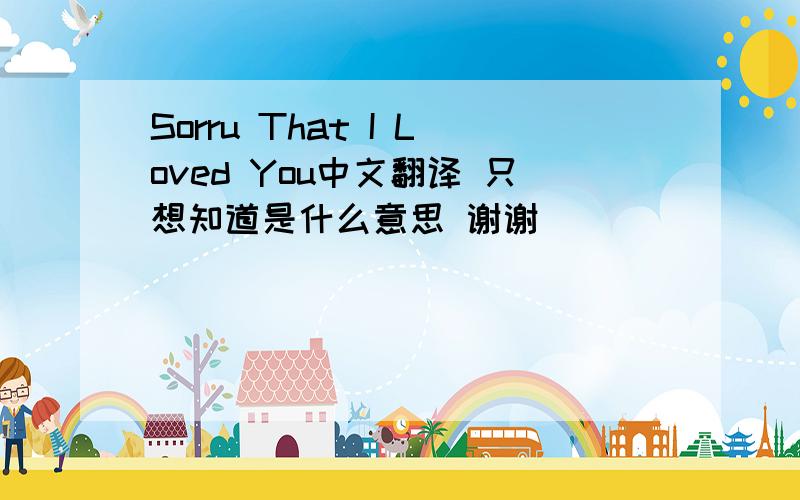 Sorru That I Loved You中文翻译 只想知道是什么意思 谢谢