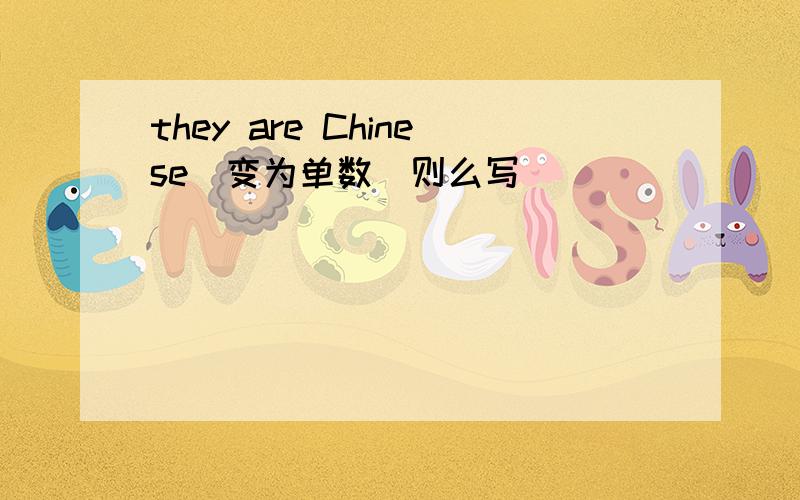 they are Chinese(变为单数)则么写