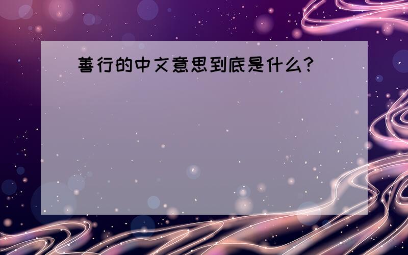 善行的中文意思到底是什么?