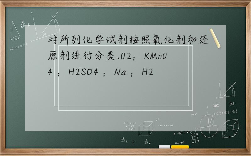 对所列化学试剂按照氧化剂和还原剂进行分类.02；KMn04 ；H2SO4 ；Na ；H2