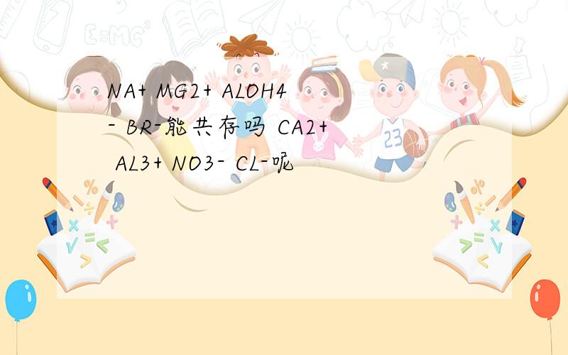 NA+ MG2+ ALOH4- BR-能共存吗 CA2+ AL3+ NO3- CL-呢