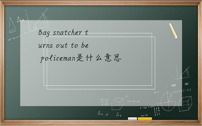Bag snatcher turns out to be policeman是什么意思