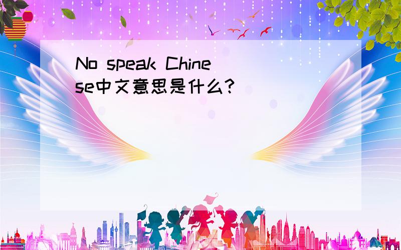 No speak Chinese中文意思是什么?