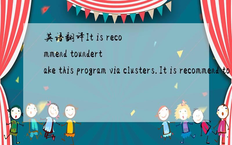 英语翻译It is recommend toundertake this program via clusters.It is recommend to undertake the program via clusters.
