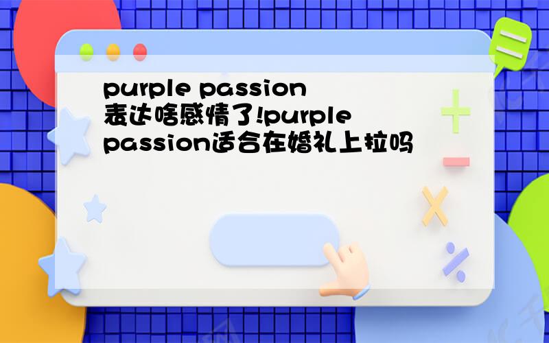 purple passion表达啥感情了!purple passion适合在婚礼上拉吗