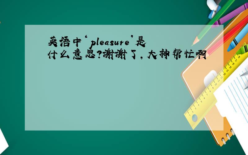 英语中‘pleasure’是什么意思?谢谢了,大神帮忙啊