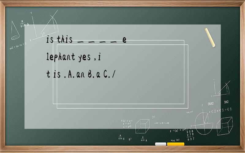 is this ____ elephant yes ,it is .A.an B.a C./