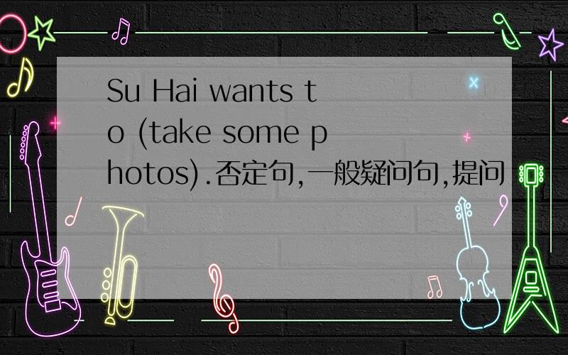 Su Hai wants to (take some photos).否定句,一般疑问句,提问