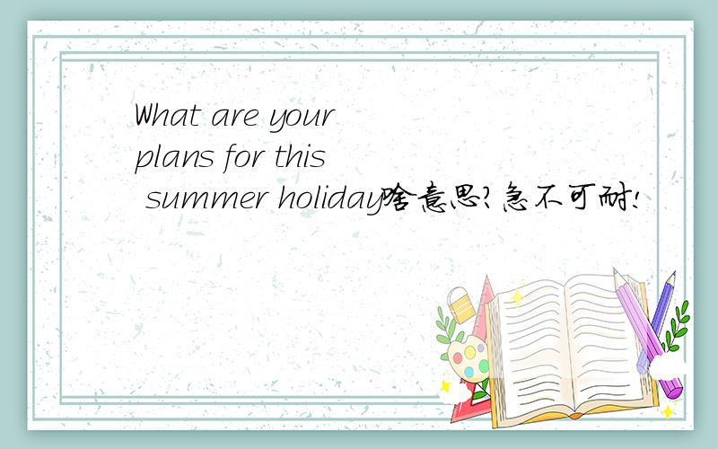 What are your plans for this summer holiday啥意思?急不可耐!