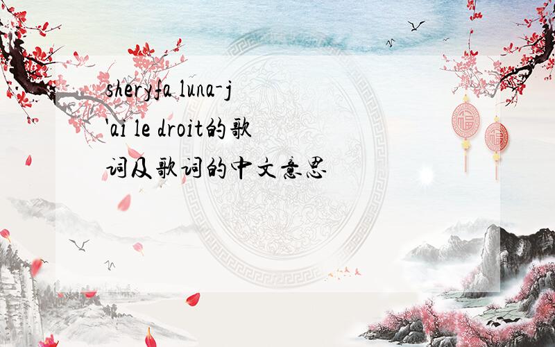 sheryfa luna-j'ai le droit的歌词及歌词的中文意思