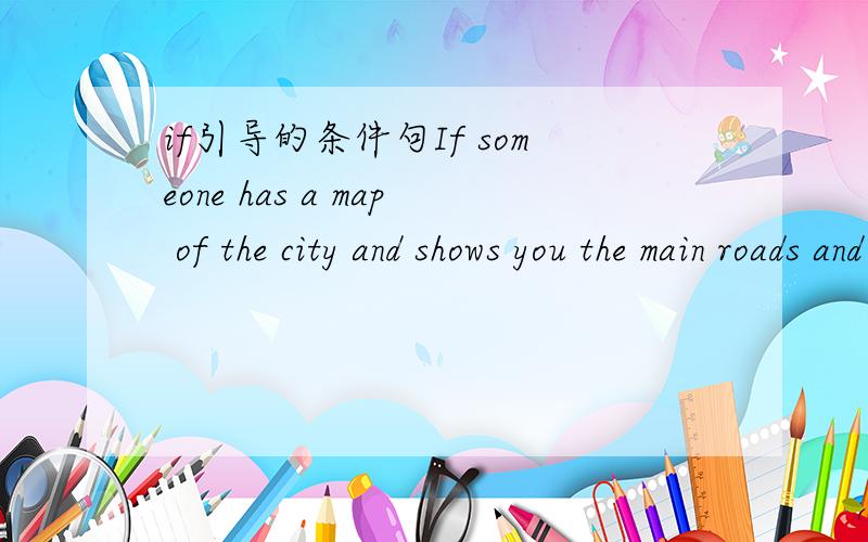 if引导的条件句If someone has a map of the city and shows you the main roads and buildings,you may say,