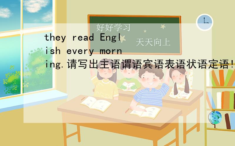they read English every morning.请写出主语谓语宾语表语状语定语!主语、谓语、宾语、状语我可以理解,但是表语和定语怎么这么难理解?