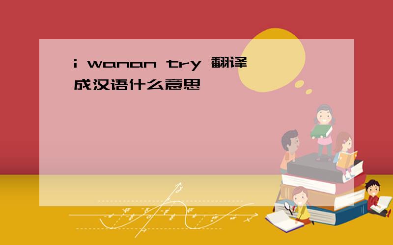 i wanan try 翻译成汉语什么意思