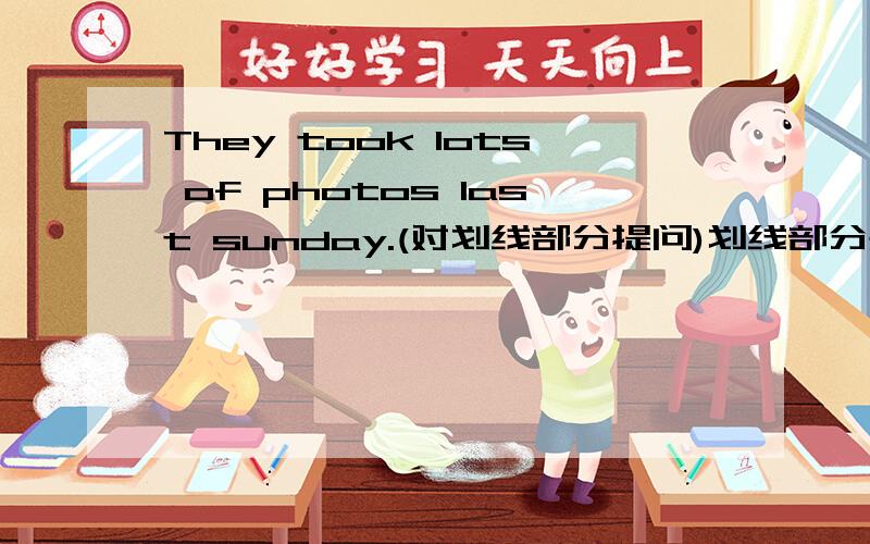 They took lots of photos last sunday.(对划线部分提问)划线部分是：took lots of photos