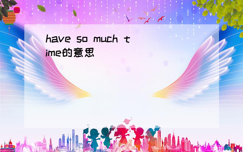 have so much time的意思