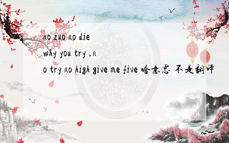 no zuo no die why you try ,no try no high give me five 啥意思 不是翻译