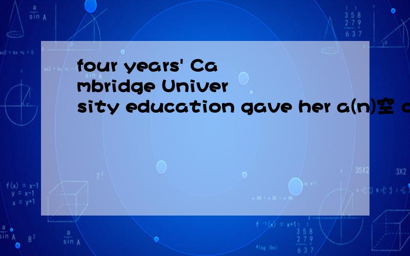 four years' Cambridge University education gave her a(n)空 overgirls who had not been to a world famous college.为什么选advantage不选chancebenefitprofit?他们区别在什么?