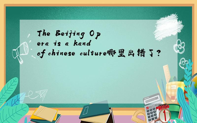 The Beijing Opera is a kand of chinese culture哪里出错了？