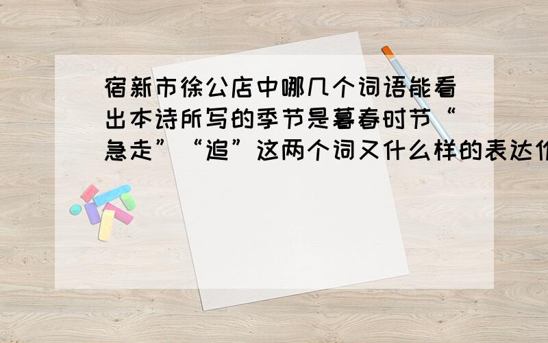 宿新市徐公店中哪几个词语能看出本诗所写的季节是暮春时节“急走”“追”这两个词又什么样的表达作用?